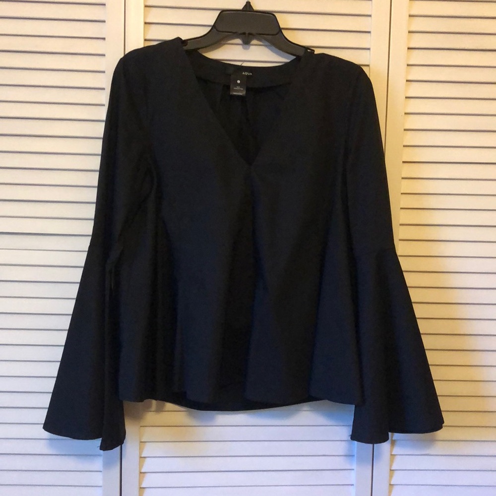 formal black bell sleeve top